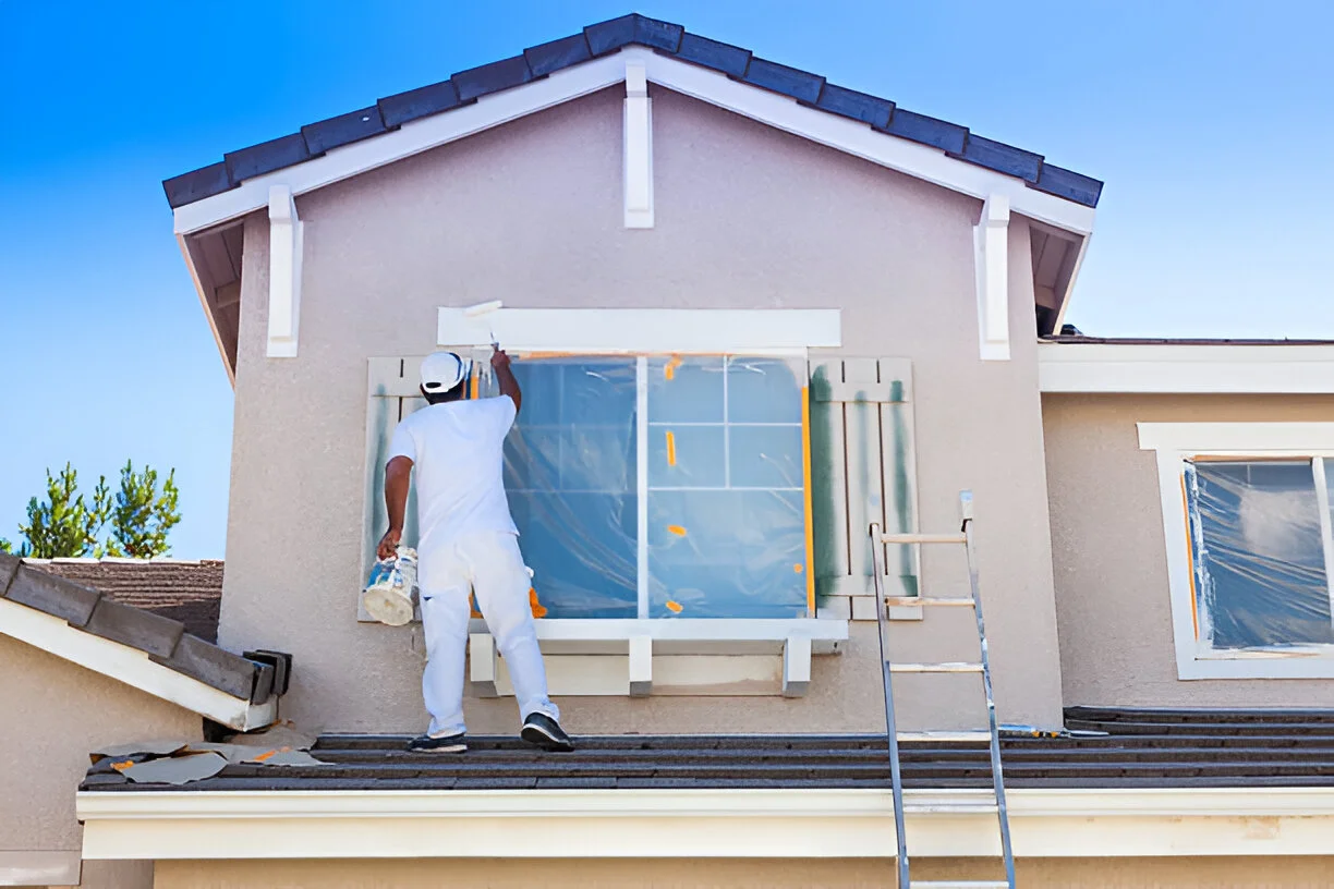 Exterior painting service showing home exterior transformation