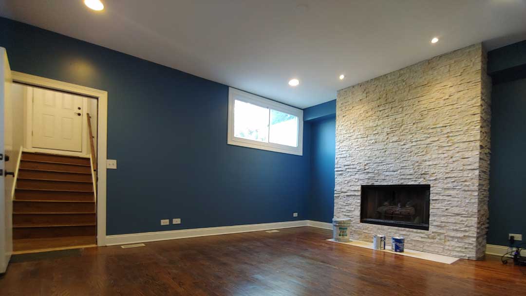 Interior painting service showing modern living room transformation